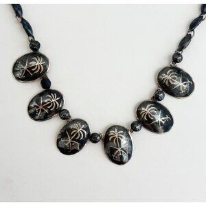 Palm Tree + Sword Siam Sterling Silver Thai 1930's 925 Vintage Necklace - 15"